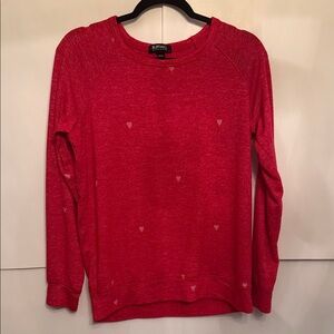 Buffalo David Bitton Vibrant Red Knit Top With White Hearts